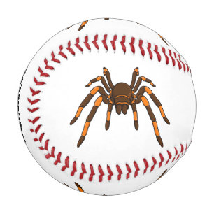Creepy brown and orange tarantula spider cartoon baseball