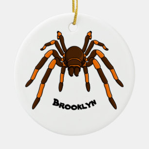 Creepy brown and orange tarantula spider cartoon  ceramic ornament