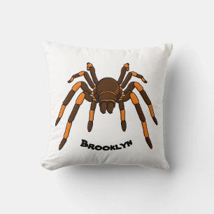 Creepy brown and orange tarantula spider cartoon cushion