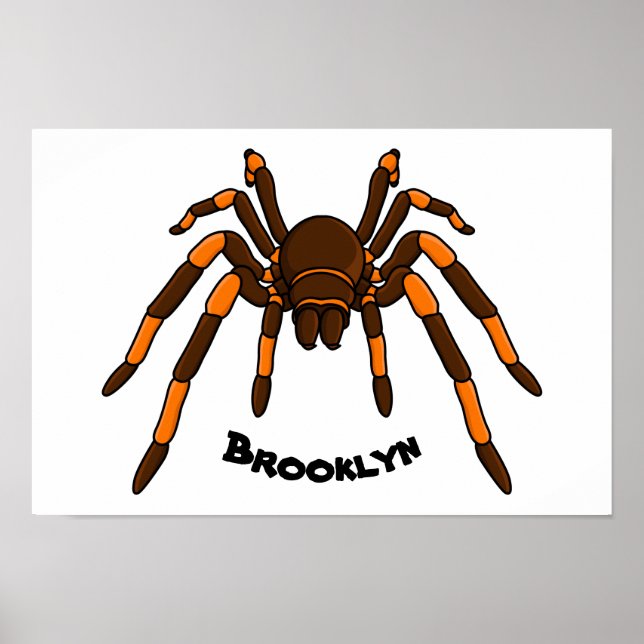 Creepy brown and orange tarantula spider cartoon poster (Front)
