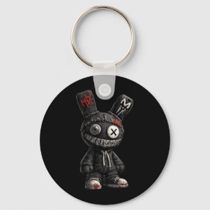 Creepy Bunny Horror Goth Grunge Emo Dark Aesthetic Key Ring