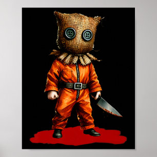 Creepy Burlap Mask Slasher Knife Horror Spooky Hal Poster