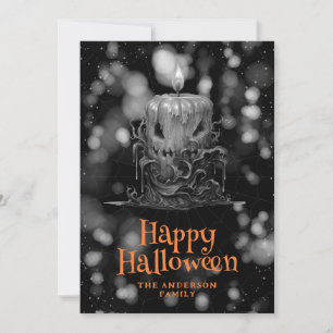 Creepy Burning Halloween Candle Holiday Card