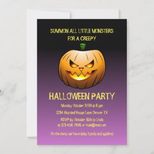 Creepy Burning Halloween Pumpkin Invitation