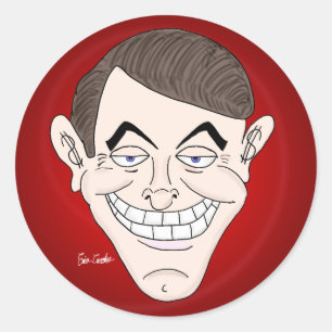 creepy businessman with money ears classic round sticker