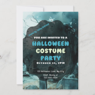 Creepy But Beautiful Graveyard Halloween Invitation