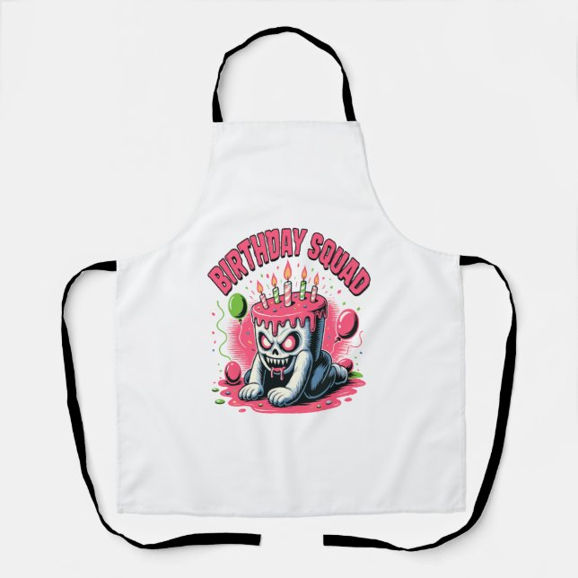 Creepy Cake Skull Birthday Squad Apron (Front)
