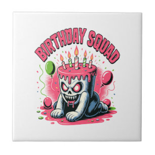 Creepy Cake Skull Birthday Squad Ceramic Tile