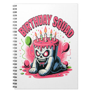 Creepy Cake Skull Birthday Squad Notebook