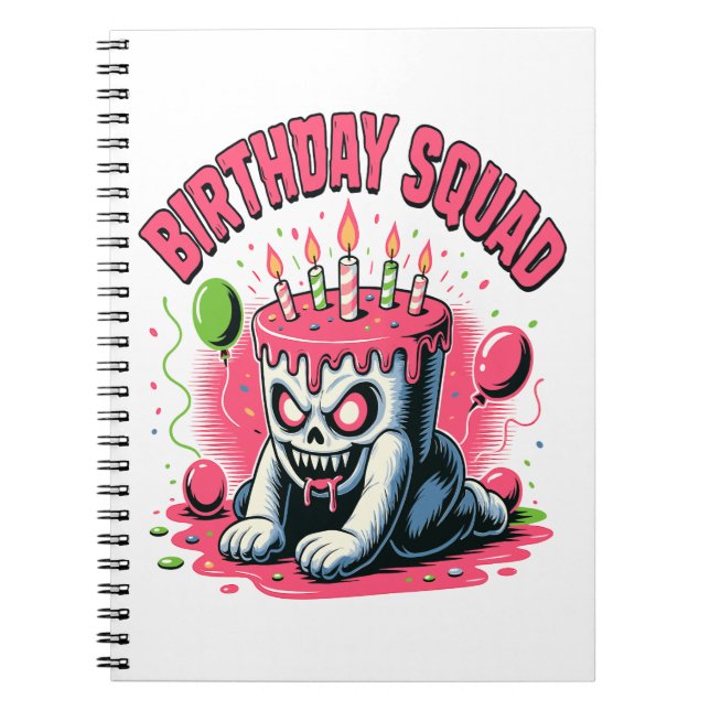 Creepy Cake Skull Birthday Squad Notebook (Front)