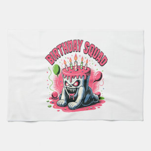 Creepy Cake Skull Birthday Squad Tea Towel