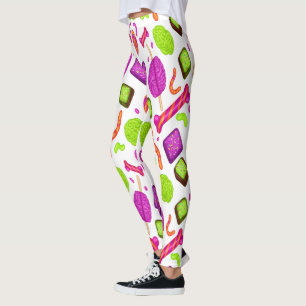 Creepy Candy Zombie Mashup For Halloween Leggings