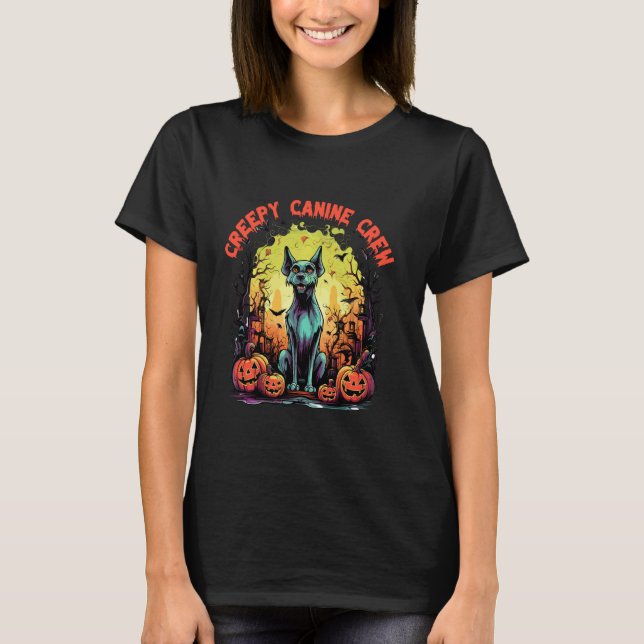 Creepy Canine Crew Dog Witch Halloween T-Shirt (Front)