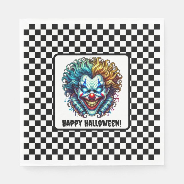 Creepy Carnival Clown Halloween Paper Napkin (Front)