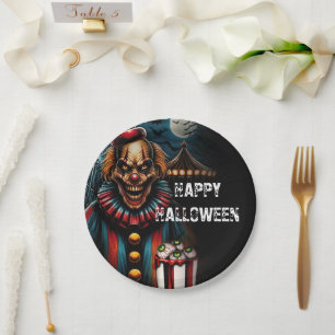 Creepy Carnival Clown Halloween Party  Paper Plate