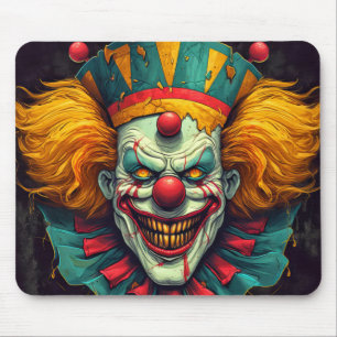 Creepy Carnival Clown Illustration Art Mouse Pad