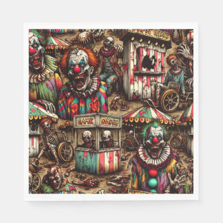 Creepy Carnival Clown Zombie Halloween Napkin