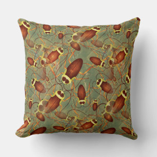 Creepy Cartoon Cockroach Background Infestation Cushion
