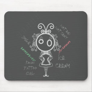 Creepy Cartoon Kawaii Tattoo Girl Mouse Pad