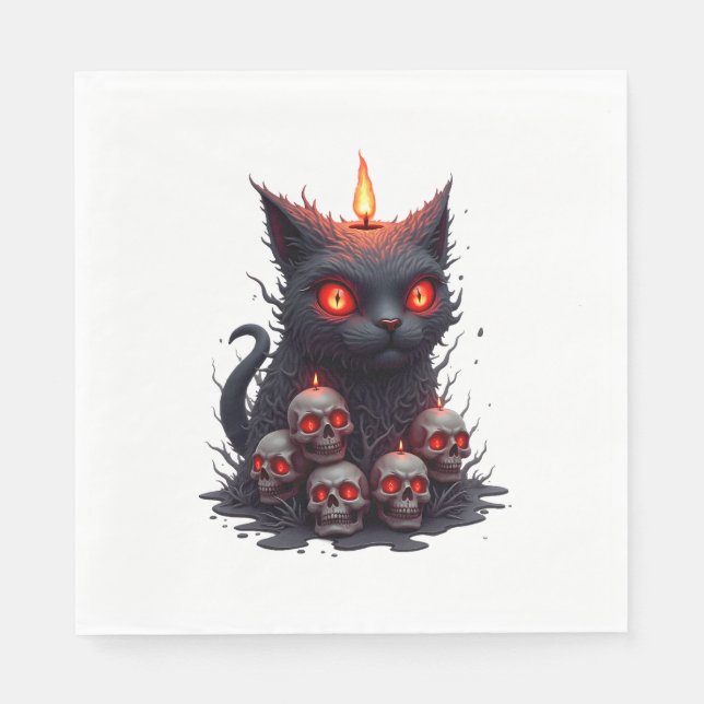 Creepy Cat Candle Napkin (Front)