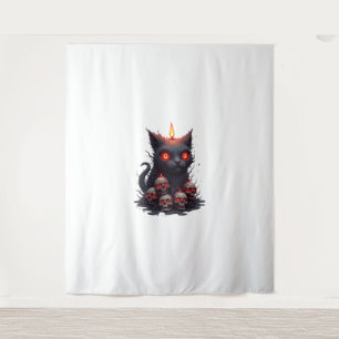 Creepy Cat Candle Tapestry