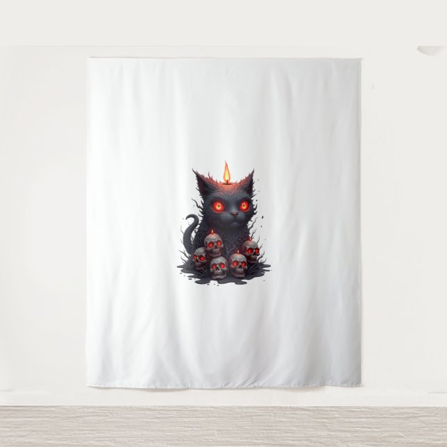 Creepy Cat Candle Tapestry (Front)