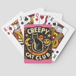 Creepy Cat Club – Retro Mystical Black Cat Design Playing Cards