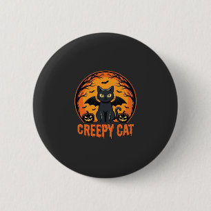 Creepy Cat Halloween Bat Moon Graphic Design_1 6 Cm Round Badge