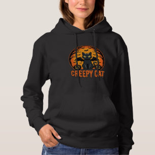 Creepy Cat Halloween Bat Moon Graphic Design_1 Hoodie