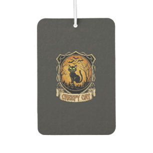 Creepy Cat Halloween Black Graveyard Bats Car Air Freshener