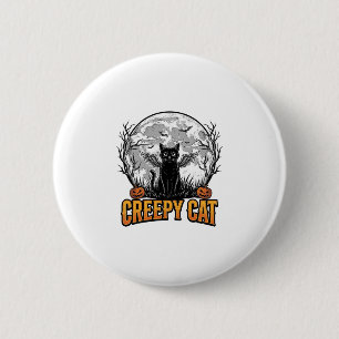 Creepy Cat Halloween Vintage Engraving Design_1 6 Cm Round Badge