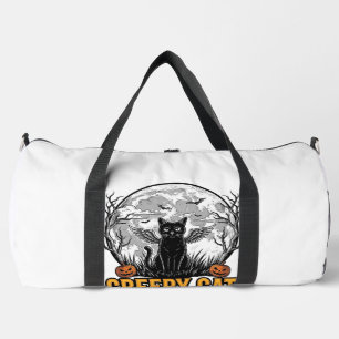 Creepy Cat Halloween Vintage Engraving Design_1 Duffle Bag