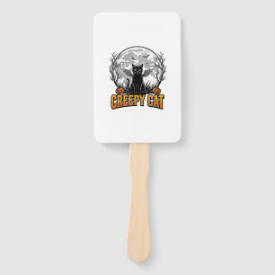 Creepy Cat Halloween Vintage Engraving Design_1 Hand Fan