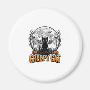 Creepy Cat Halloween Vintage Engraving Design_1 Magnet