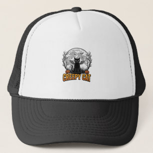 Creepy Cat Halloween Vintage Engraving Design_1 Trucker Hat
