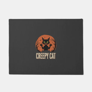 Creepy Cat Halloween Vintage Moon Graphic Doormat
