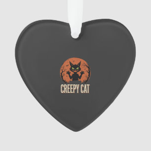 Creepy Cat Halloween Vintage Moon Graphic Ornament