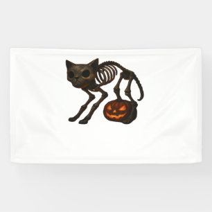 Creepy Cat Skeleton Halloween Gift Classic T-Shirt Banner