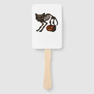 Creepy Cat Skeleton Halloween Gift Classic T-Shirt Hand Fan