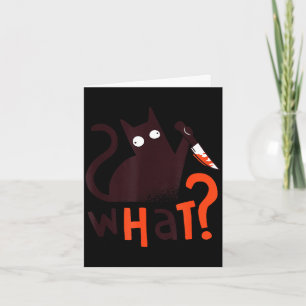 Creepy cat what_ knife dark funny true crime card