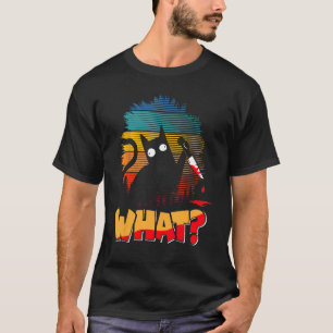 Creepy Cat with Knife Blood Smeared Horror Hallowe T-Shirt