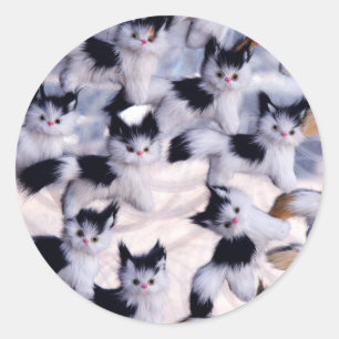 creepy cats classic round sticker
