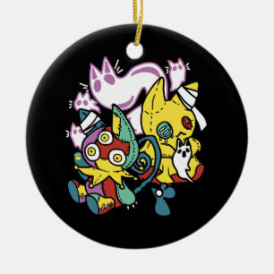 Creepy Cats Halloween Art: Paw-sitively Frightful Ceramic Ornament