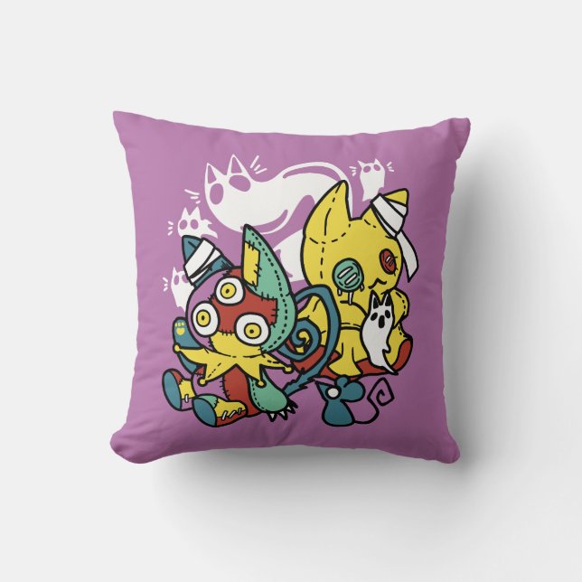 Creepy Cats Halloween Art: Paw-sitively Frightful Cushion (Front)