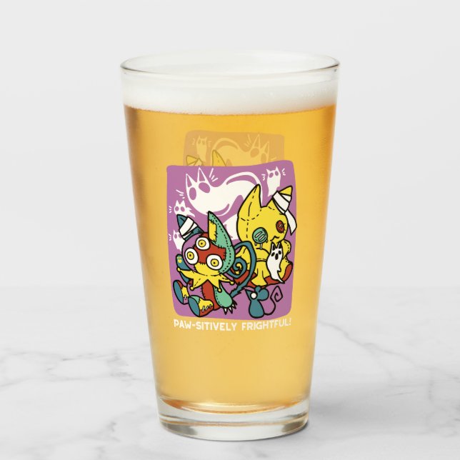 Creepy Cats Halloween Art: Paw-sitively Frightful Glass (Front Filled)