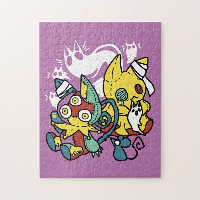 Creepy Cats Halloween Art: Paw-sitively Frightful Jigsaw Puzzle (Vertical)