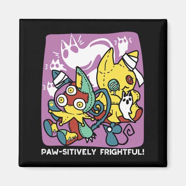 Creepy Cats Halloween Art: Paw-sitively Frightful Magnet (Front)
