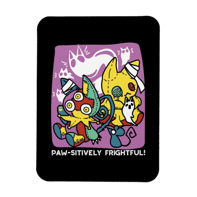 Creepy Cats Halloween Art: Paw-sitively Frightful Magnet (Vertical)