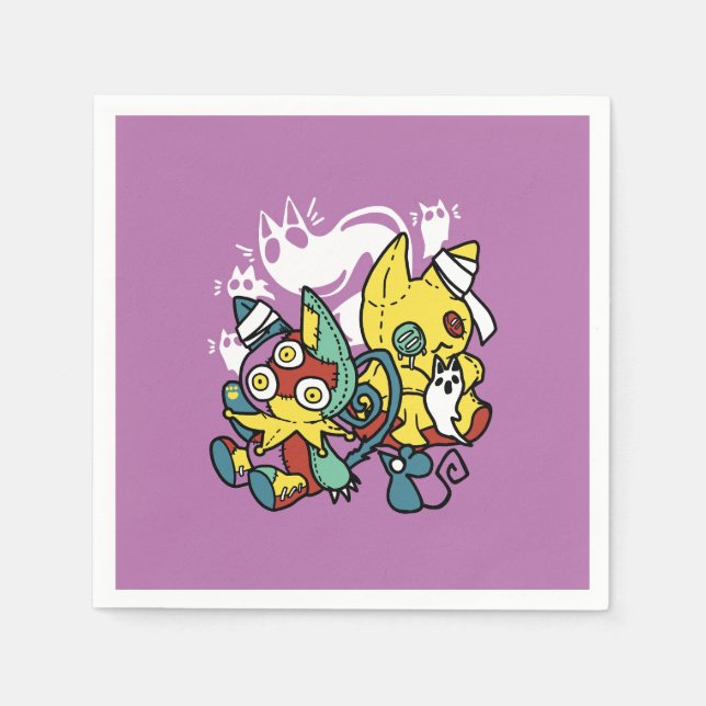 Creepy Cats Halloween Art: Paw-sitively Frightful Napkin (Front)