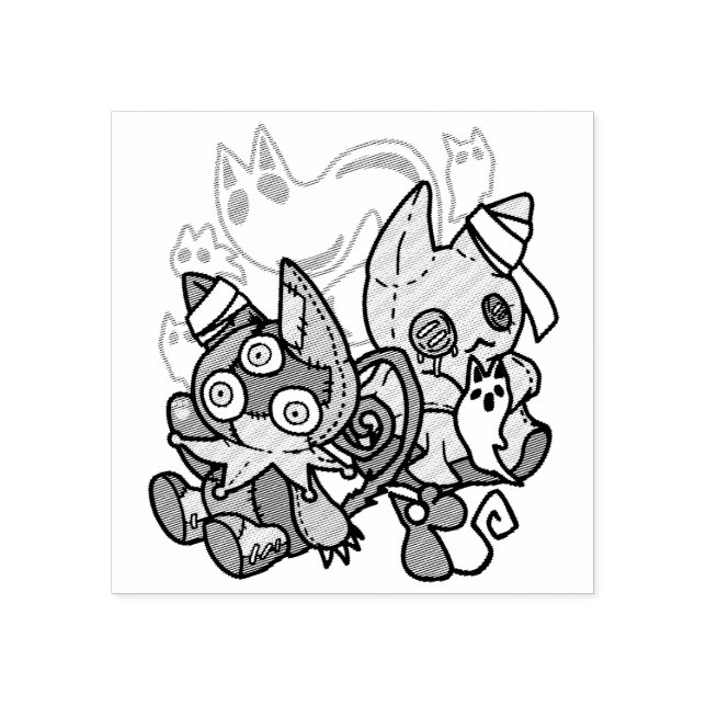 Creepy Cats Halloween Art: Paw-sitively Frightful Rubber Stamp (Imprint)